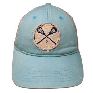 Comfort Colors Trucker Hat Blue One Size Crossed Lacrosse Sticks Snapback Mesh